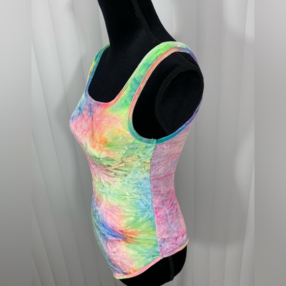 IHEARTRAVES Tie Dye Velour Zip Up Rave Dance Bodysuit Leotard Multicolor Small - Picture 11 of 13